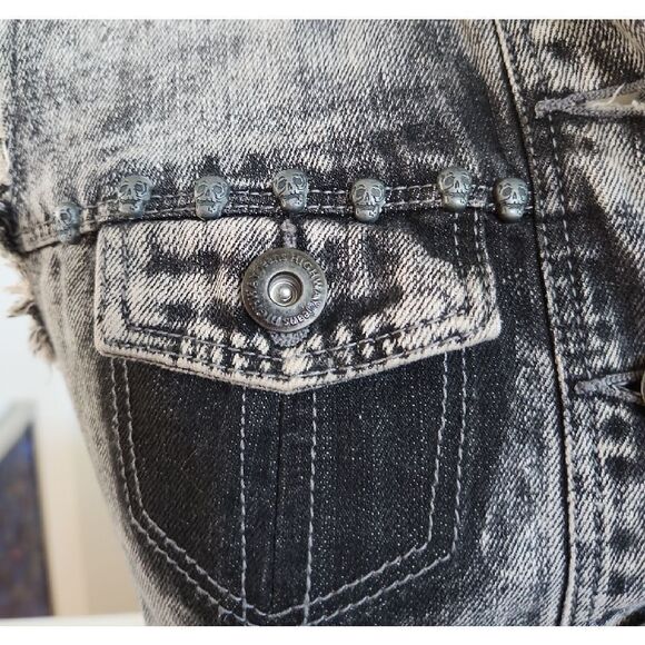 Highway Jeans Black and Gray Denim Vest Size S - Picture 2 of 5